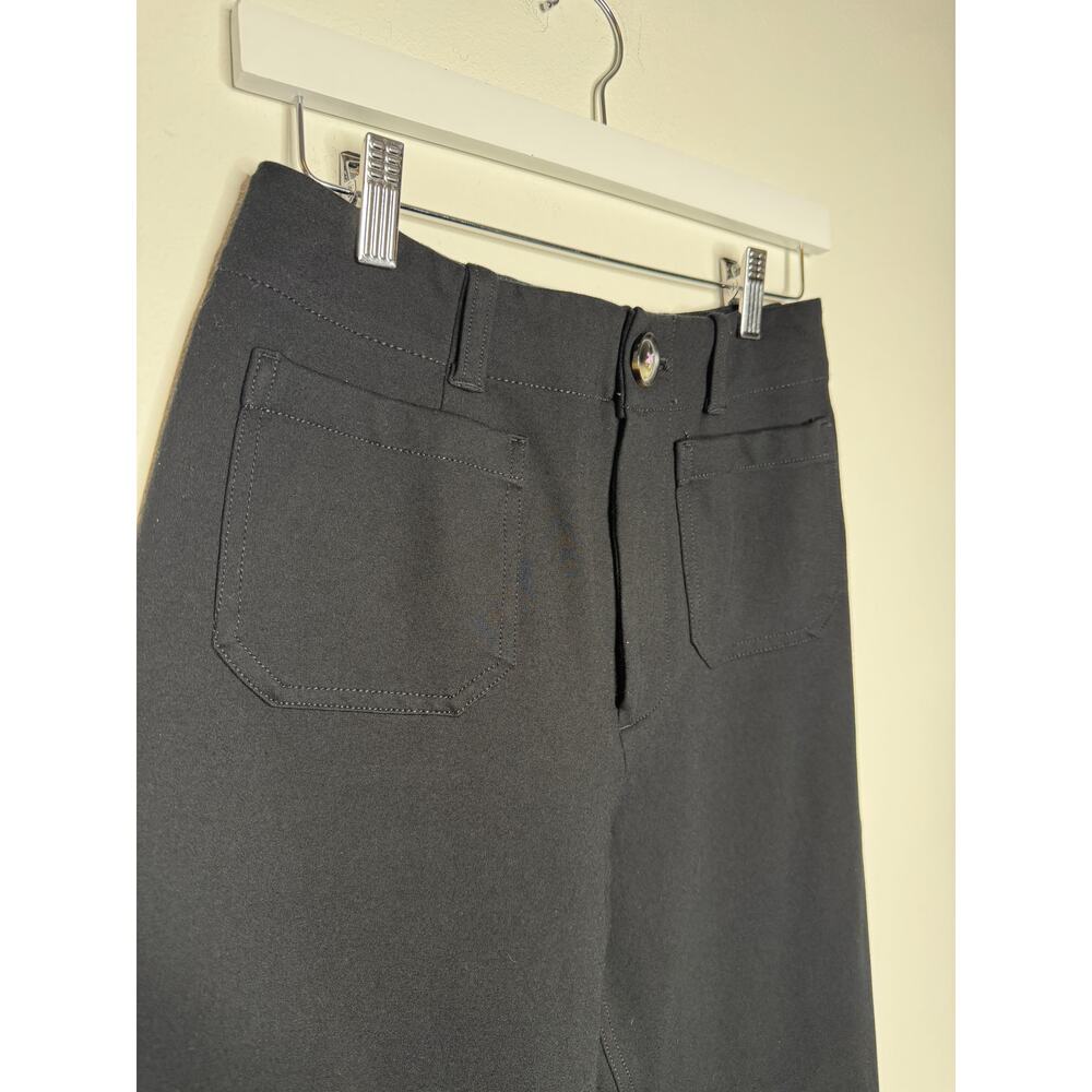Anthropologie Wide Leg Black Pants | High Waisted Tailored Stretch | Modern Chic - Picture 4 of 6